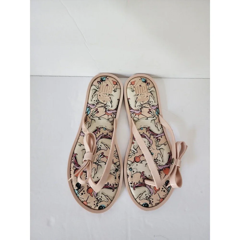 Mel Dreamed by Melissa Side Bow Jelly Sandals Flip Flop Shoes Girls Pink Sz 4
